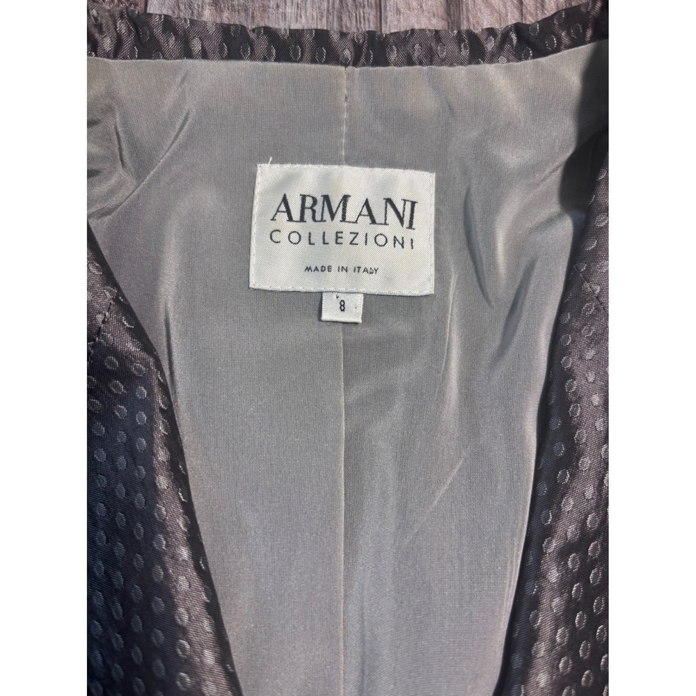 Armani Collezioni Blazer IT 44 / US 8 Silk Blend Gray Dot Jacquard Made in Italy - Picture 7 of 9